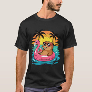 Lustiger Groundhog Hawaiian Flamingo Schwimmfloat T-Shirt