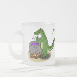 Lustiger grüner Alligator-Koch-Cartoon Mattglastasse