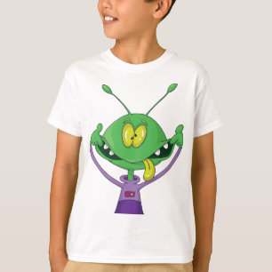 Lustiger grüner Außerirdischer macht albernes Gesi T-Shirt