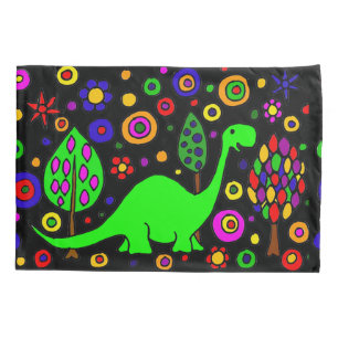Lustiger grüner Dinosaurier-abstrakter Kissenbezu Kissenbezug
