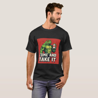 Lustiger grüner Frosch hält Tylenol | „Komm und ni T-Shirt