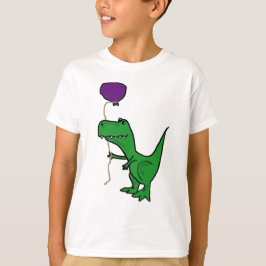 Lustiger grüner Trex Dinosaurier, der Ballon hält T-Shirt