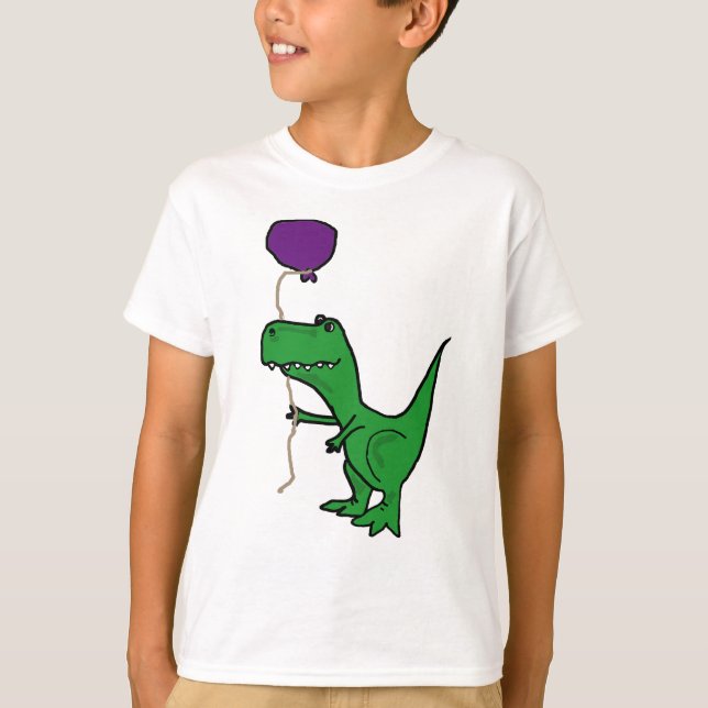 Lustiger grüner Trex Dinosaurier, der Ballon hält T-Shirt (Vorderseite)
