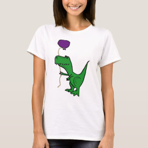 Lustiger grüner Trex Dinosaurier, der Ballon hält T-Shirt