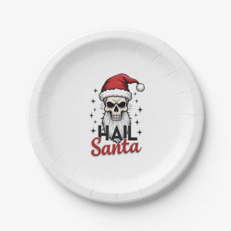 Lustiger Gruß an den Weihnachtsmann Schädel Skelet Pappteller