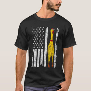 Lustiger Gummihuhn Vintage Amerikanische US-Flagge T-Shirt
