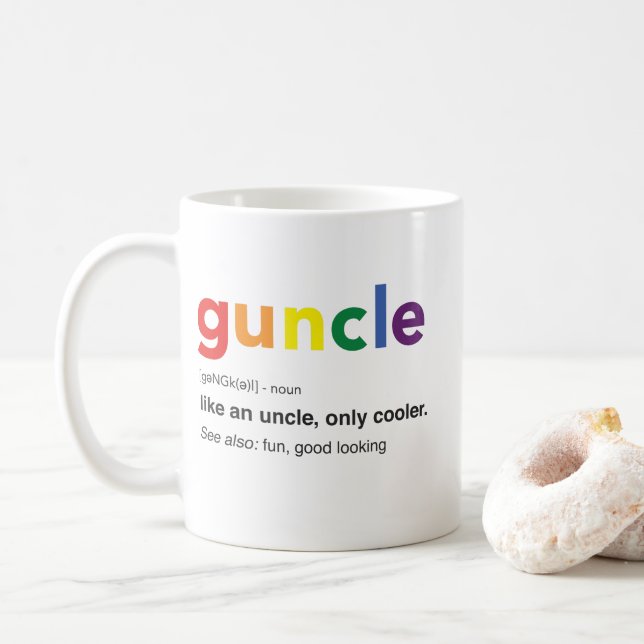 Lustiger Guncle Definitions-Druck Kaffeetasse (Mit Donut)