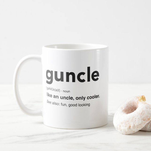 Lustiger Guncle Definitions-Druck Tasse (Mit Donut)