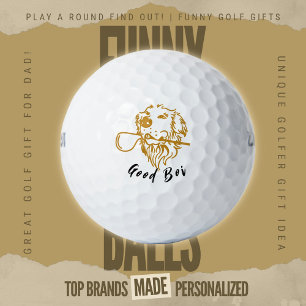 Lustiger Guter Junge Golden Retriever Golf Maskott Golfball