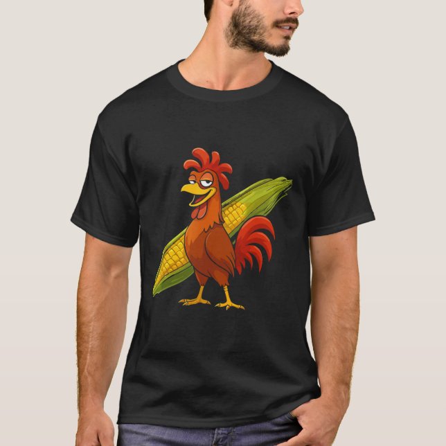 Lustiger Hahn mit Maiskolben Thanksgiving-Huhn F T-Shirt (Vorderseite)