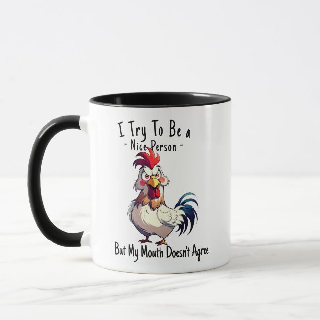 Lustiger Hahn Sarkastischer Wortwitz Kaffeetasse - (Links)