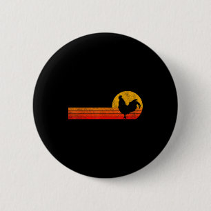 Lustiger Hahnliebhaber Retro-Hahn Vintage Schwarz Button