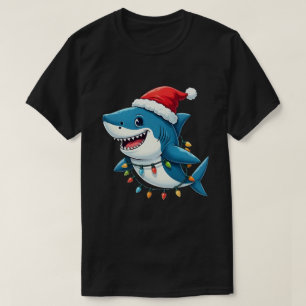 Lustiger Hai mit Weihnachtsmann-Weihnachtshut T-Shirt