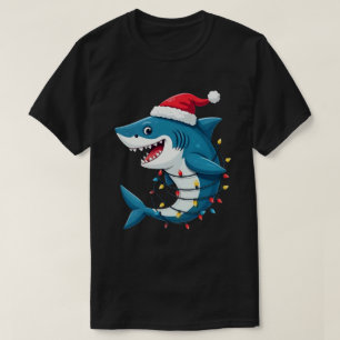 Lustiger Hai mit Weihnachtsmann-Weihnachtsmütze T-Shirt