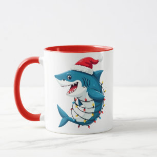 Lustiger Hai mit Weihnachtsmann-Weihnachtsmütze Tasse
