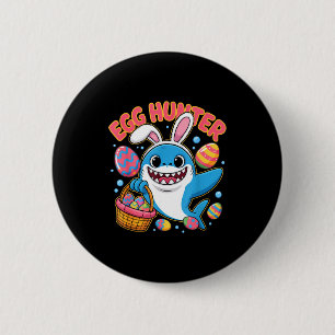 Lustiger Hai-Osterhase, süßer Eierjäger  Button