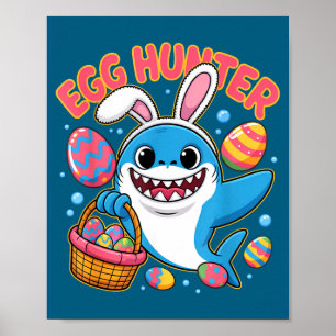 Lustiger Hai Osterhase süßer Ostereiersucher Poster