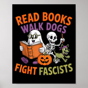 Lustiger Halloween-Aktivist liest Bücher führt Hun Poster