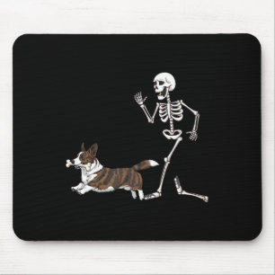 Lustiger Halloween-Cardigan Welsh Corgi und Skelet Mousepad