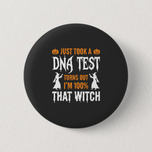 Lustiger Halloween-DNA-Test-Hexen-Grafik Button