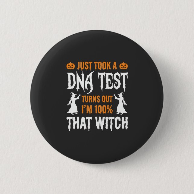 Lustiger Halloween-DNA-Test-Hexen-Grafik Button (Vorderseite)