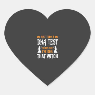 Lustiger Halloween-DNA-Test-Hexen-Grafik Herz-Aufkleber