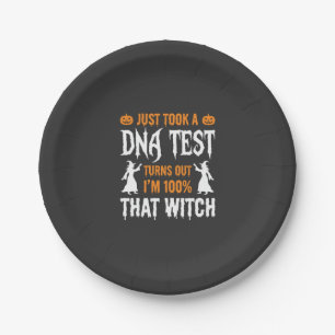 Lustiger Halloween-DNA-Test-Hexen-Grafik Pappteller