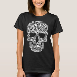 Lustiger Halloween-Englisch-Bulldogge-Skull-Hunde- T-Shirt