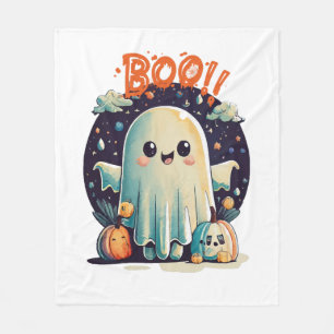 Lustiger Halloween-Geist Boo in der Galaxie Fleecedecke