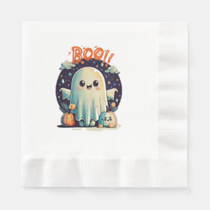 Lustiger Halloween-Geist Boo in der Galaxie Serviette