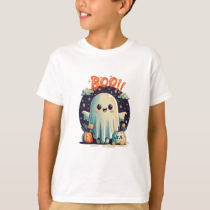 Lustiger Halloween-Geist Boo in der Galaxie T-Shirt