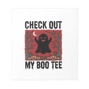 Lustiger Halloween-Geist Boo T-Shirt Vintage Vekto Notizblock