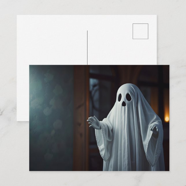 Lustiger Halloween-Geist Postkarte (Vorne/Hinten)