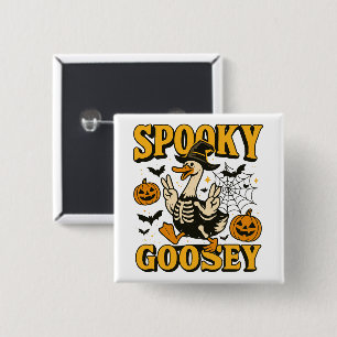Lustiger Halloween Gruseliger Gänse Gans in Kostüm Button