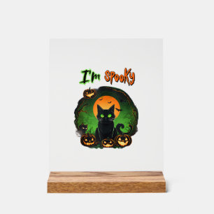 Lustiger Halloween Gruseliger Schwarzer Katze Kürb Acrylschild