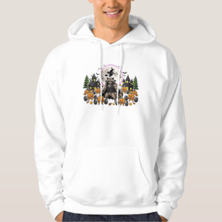 Lustiger Halloween-Gym-Waschbär stemmt Gewichte Pu Hoodie
