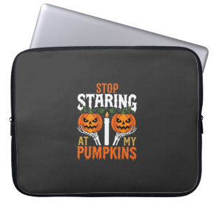 Lustiger Halloween-Hör auf, meine Kürbisse anzusta Laptopschutzhülle