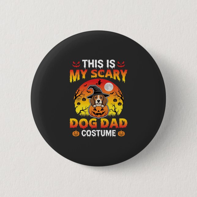 Lustiger Halloween-Hunde-Vater-Kostüm Hexe Beagle Button (Vorderseite)