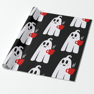 lustiger Halloween-Kaffeetrink-Geist Geschenkpapier