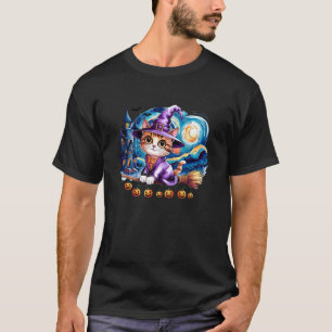 Lustiger Halloween-Katz Hexe Gruseliger Geist Süßi T-Shirt
