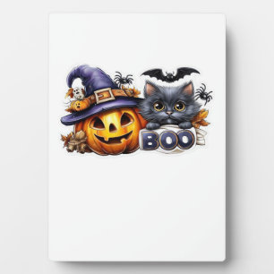 Lustiger Halloween-Katzen-Aufkleber – Hexenhut, Kü Fotoplatte