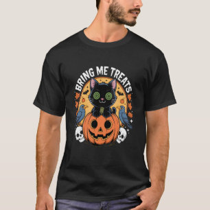 Lustiger Halloween-Katzen-Kürbis für Kinder T-Shirt