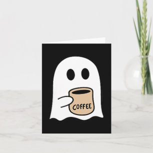 Lustiger Halloween-Kostüm: Geist trinkt Kaffee Karte