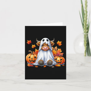 Lustiger Halloween-Kuh-Geist Gruseliger Kürbis Hal Karte