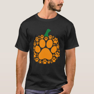 Lustiger Halloween-Kürbis-Pfotenabdruck-Hunde-Lieb T-Shirt