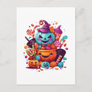 lustiger Halloween-Kürbis Postkarte