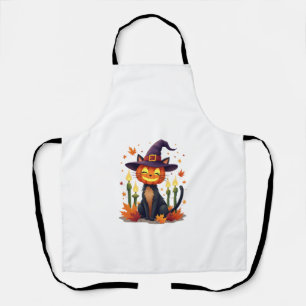 Lustiger Halloween-Kürbiskopf Katzenliebhaber Schürze