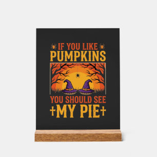 Lustiger Halloween-Kürbiskuchen-Hexen-Design_1 Acrylschild
