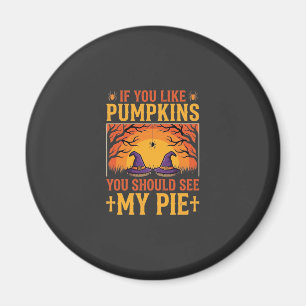 Lustiger Halloween-Kürbiskuchen-Hexen-Design_1 Magnet
