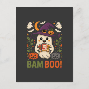 Lustiger Halloween Mahjong Bam Boo Geist Gruselig Postkarte